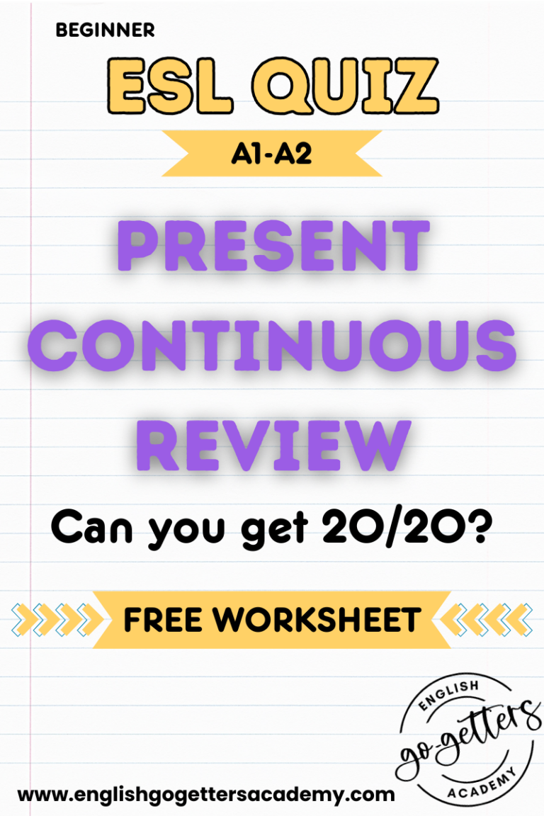Present Continuous Practice for Beginners (A1–A2) | ESL Quiz + Free ...